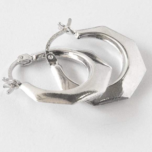 Hexagon Hoop Earrings in Sterling Silver - Picture 4 of 5